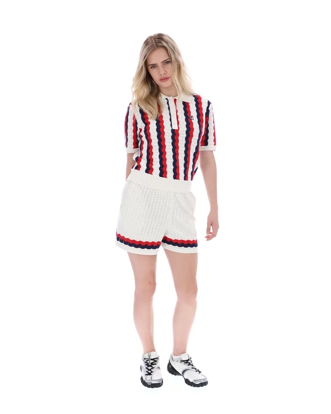 Porto Knitted Crochet Stripe Polo