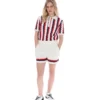 Porto Knitted Crochet Stripe Polo