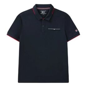 Red Colorblock Logo Short Sleeve polo Blue