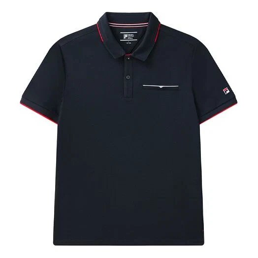 Red Colorblock Logo Short Sleeve polo Blue
