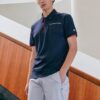 Red Colorblock Logo Short Sleeve polo Blue