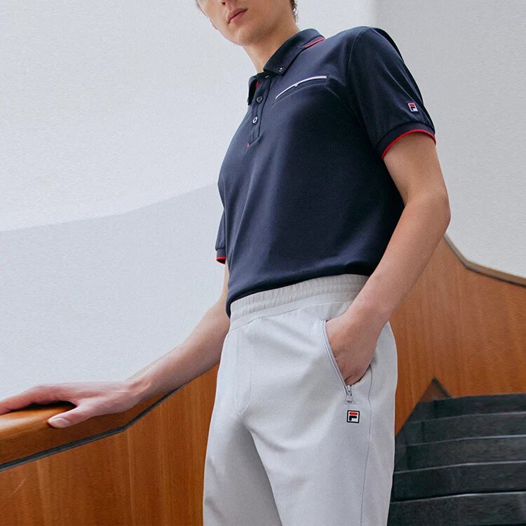 Red Colorblock Logo Short Sleeve polo Blue