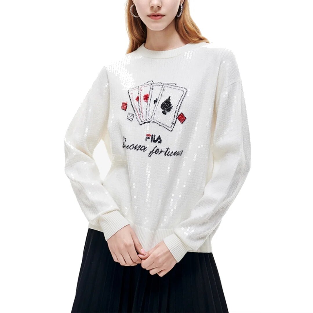 Sport Graphic Sweater "White Black"