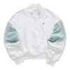 Sports Contrasting Colors Stand Collar Pullover Half Zipper Hoodie White