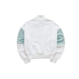 Sports Contrasting Colors Stand Collar Pullover Half Zipper Hoodie White