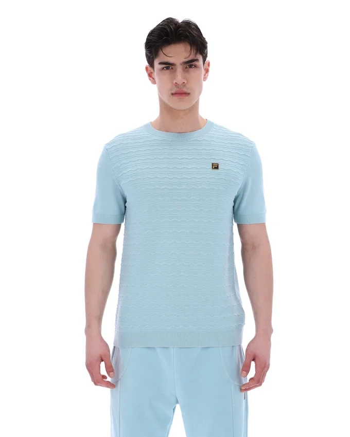 Sterling Blue Don Textured Knitted T-Shirt