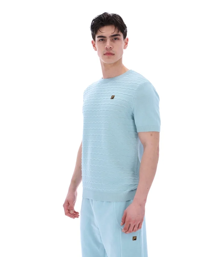 Sterling Blue Don Textured Knitted T-Shirt