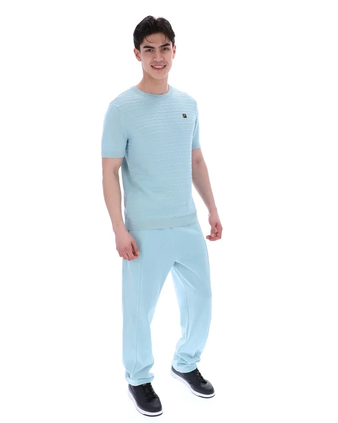 Sterling Blue Don Textured Knitted T-Shirt