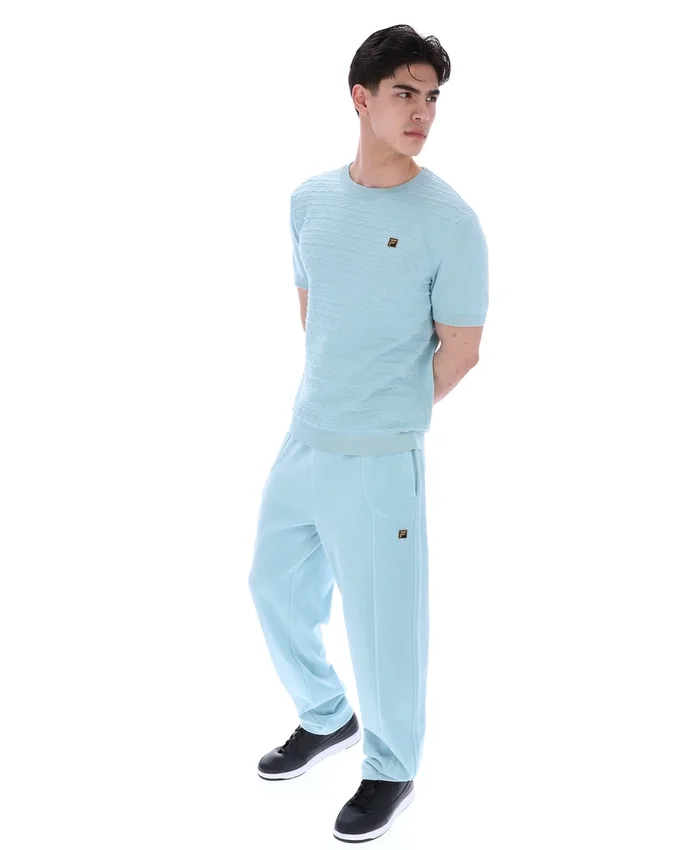 Sterling Blue Don Textured Knitted T-Shirt