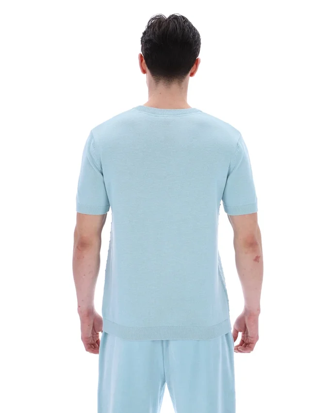 Sterling Blue Don Textured Knitted T-Shirt