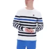 Striped Rakulan Crochet Knitted Sweatshirt