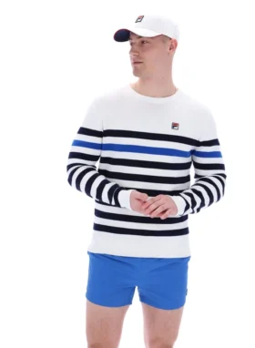Striped Rakulan Crochet Knitted Sweatshirt