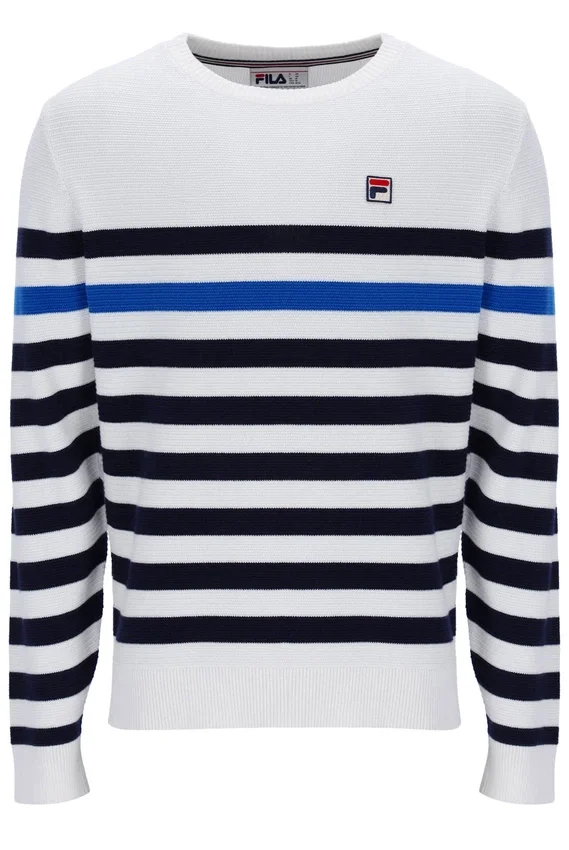 Striped Rakulan Crochet Knitted Sweatshirt