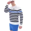 Striped Rakulan Crochet Knitted Sweatshirt