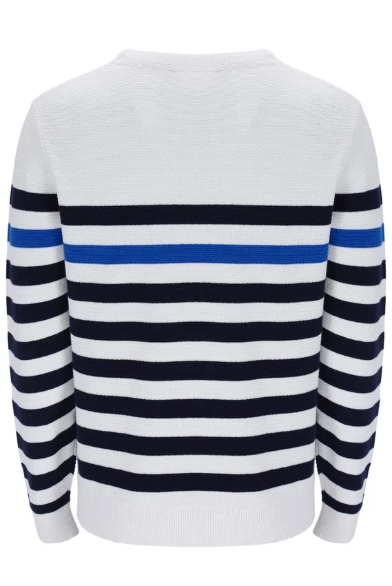 Striped Rakulan Crochet Knitted Sweatshirt