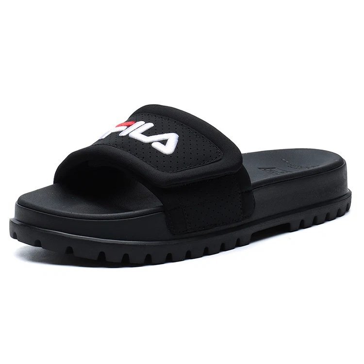 Stylish Cozy Flat Heel Sports Slippers Black