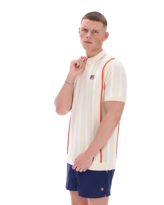Tapioca Giorgio Crochet Patchwork Knitted Polo
