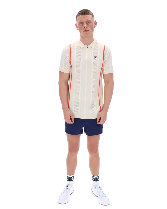 Tapioca Giorgio Crochet Patchwork Knitted Polo