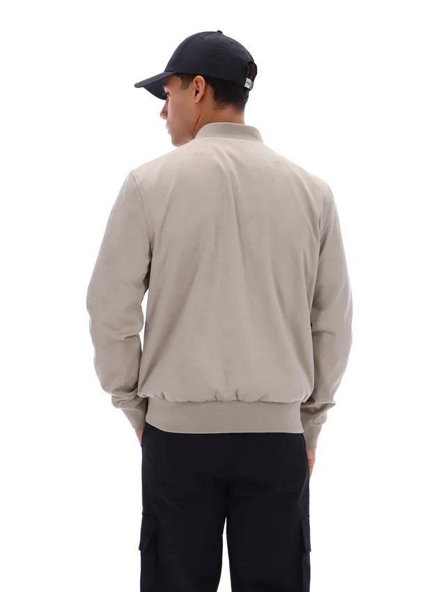 Vintage Khaki Dean Full Zip Faux Suede Jacket