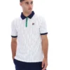 White BB1 Classic Vintage Striped Polo