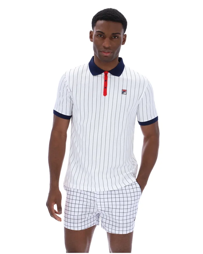 White BB1 Classic Vintage Striped Polo