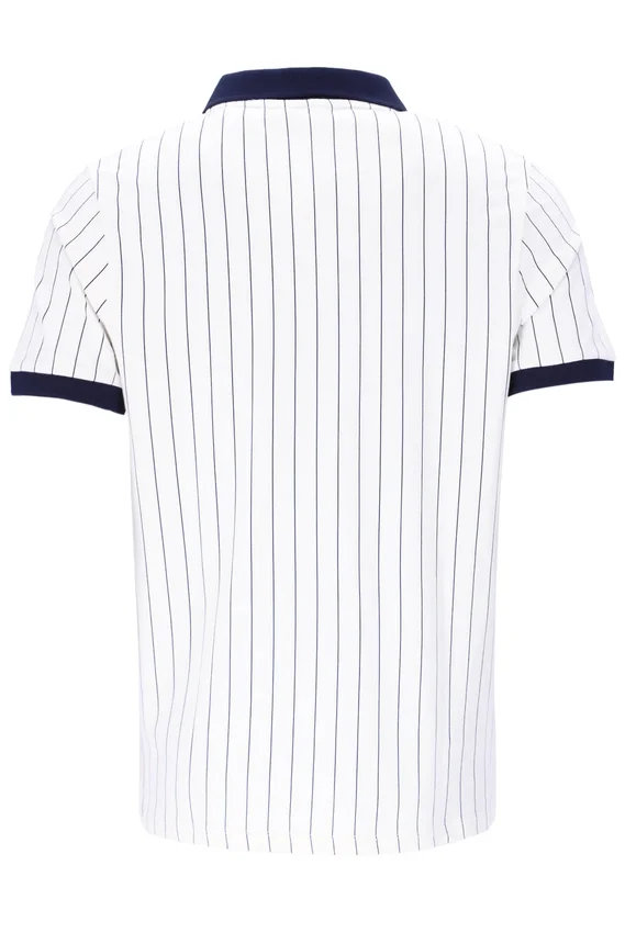 White BB1 Classic Vintage Striped Polo