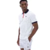 White BB1 Classic Vintage Striped Polo