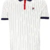 White BB1 Classic Vintage Striped Polo
