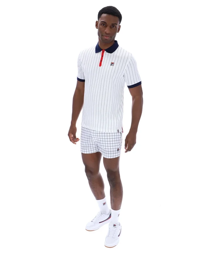 White BB1 Classic Vintage Striped Polo