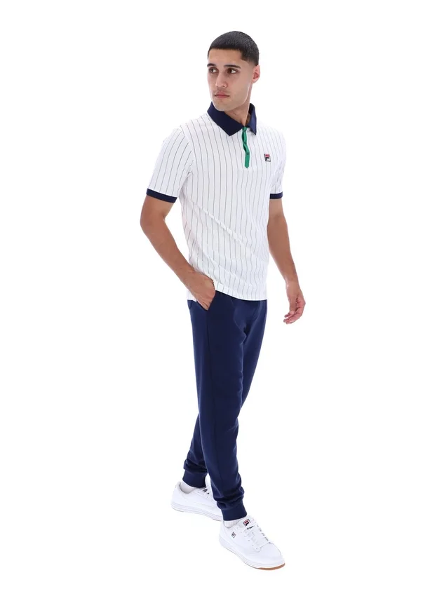 White BB1 Classic Vintage Striped Polo