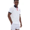White BB1 Classic Vintage Striped Polo