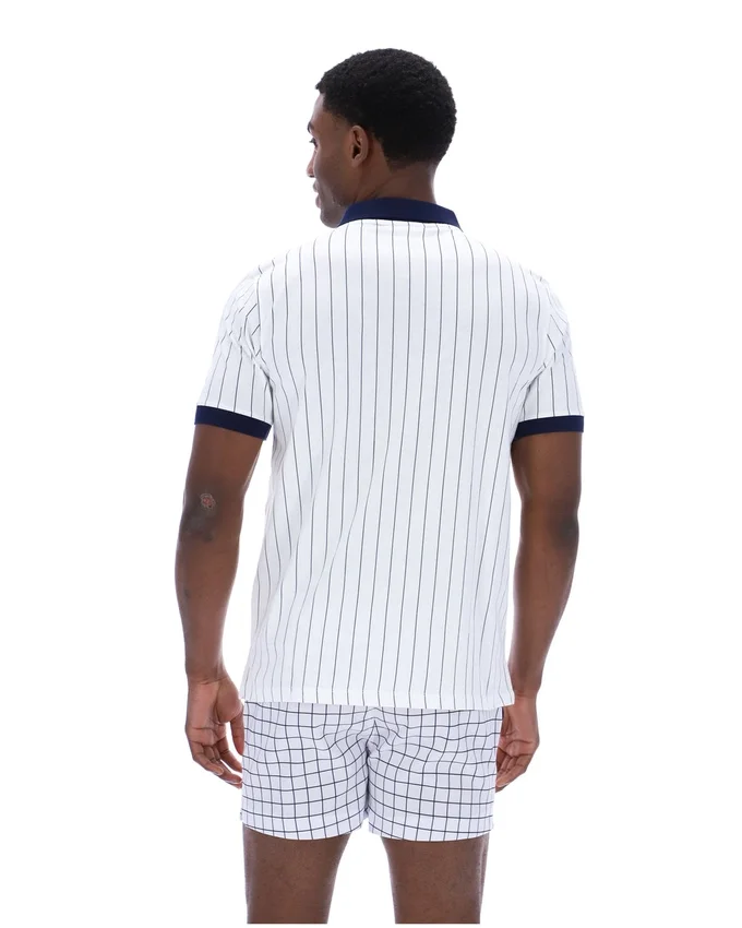 White BB1 Classic Vintage Striped Polo