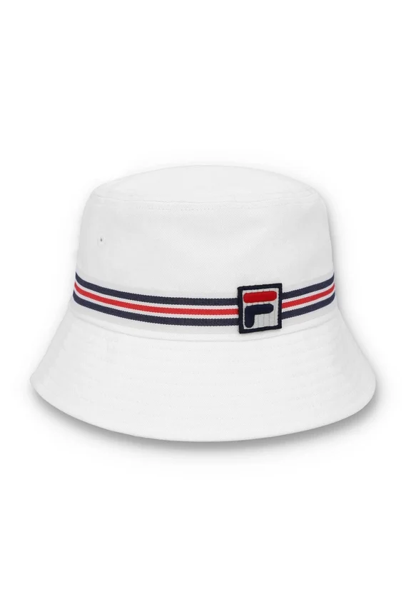 White Heritage Stripe Bucket Hat
