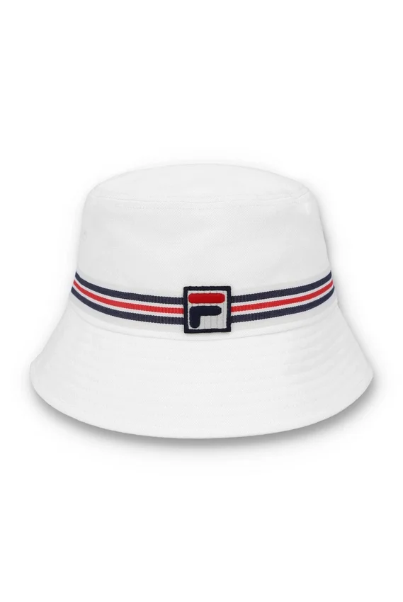 White Heritage Stripe Bucket Hat