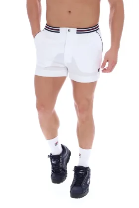 White High Tide Terry Pocket Stripe Shorts