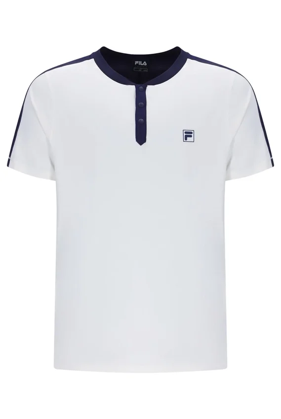 White Men’s Henry Neck Tennis T-Shirt
